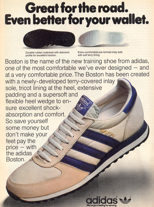 Retro Advertisement from November 1981, Adidas Boston