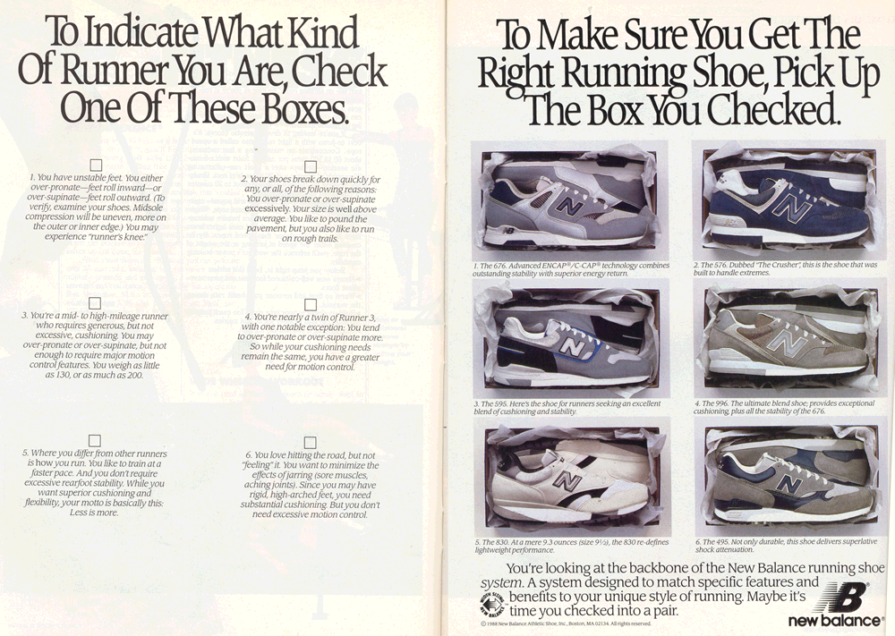 Retro Ad From March 1989, New Balance Lineup