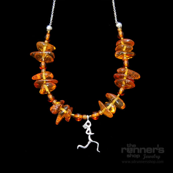 Silver "Atalanta" Runner and Amber Necklace image 0