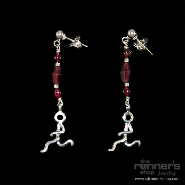 Silver "Hermes" Runner w/ Garnet Post Earrings image 0