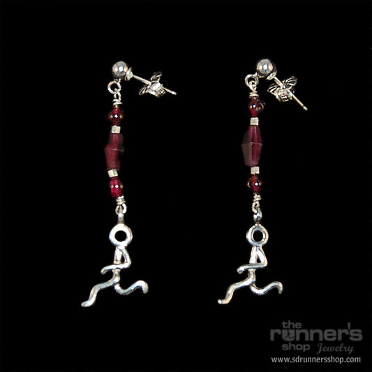 Silver "Hermes" Runner w/ Garnet Post Earrings image 0