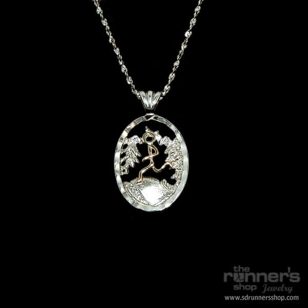 Silver Woods w/Gold "Hermes" Runner Necklace image 0