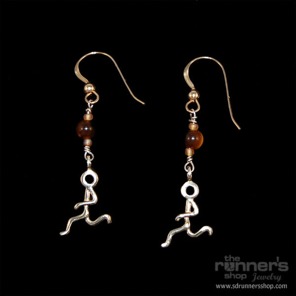 Silver "Atalanta" Runner w/ Tiger Eye Hook Earring image 0