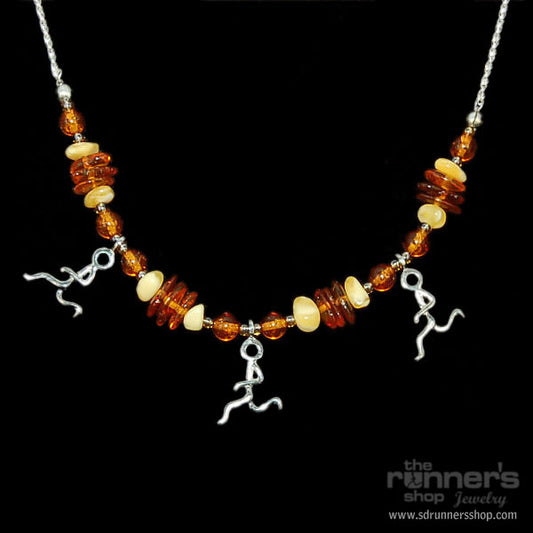 Silver "Hermes" Runner Three w/ Amber Necklace image 0