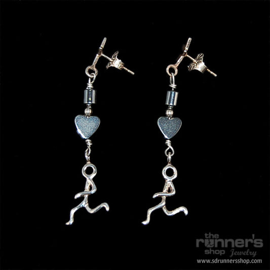 Silver "Hermes" Runner w/ Hematite Post Earrings image 0