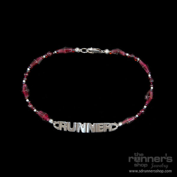 Silver "Runner" w/ Garnet Bracelet image 0