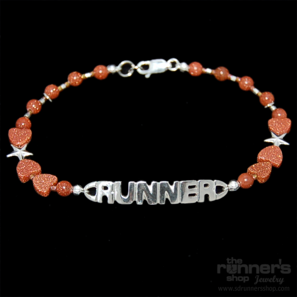 Silver "Runner" w/ Goldstone Bracelet image 0