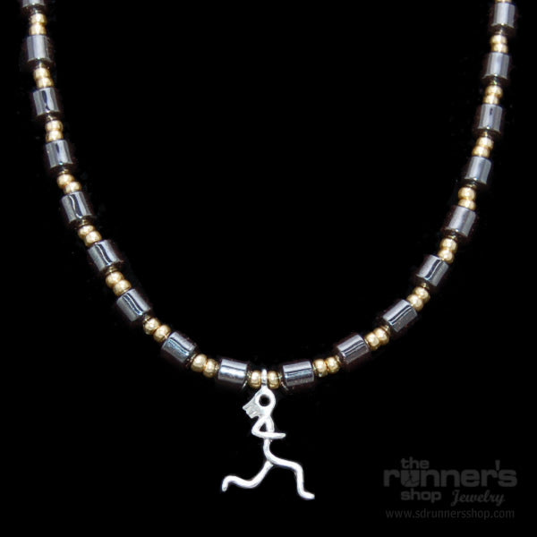 Silver "Atalanta" Runner w/ Full Hematite Necklace image 0