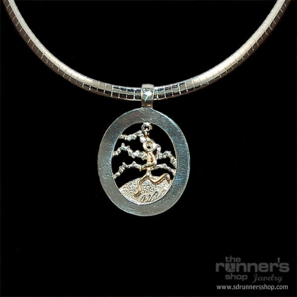 Silver Oval Hills w/ Gold "Hermes" Runner Necklace image 0