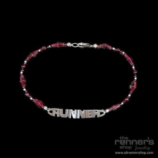 Silver "Runner" w/ Garnet Anklet image 0