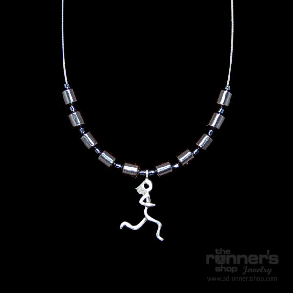 Silver "Atalanta" Runner w/ Hematite Necklace image 0