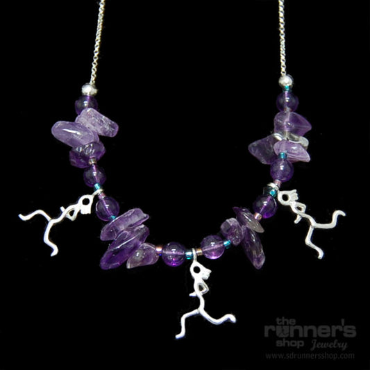 Silver "Atalanta" Runner Three w/Amethyst Necklace image 0