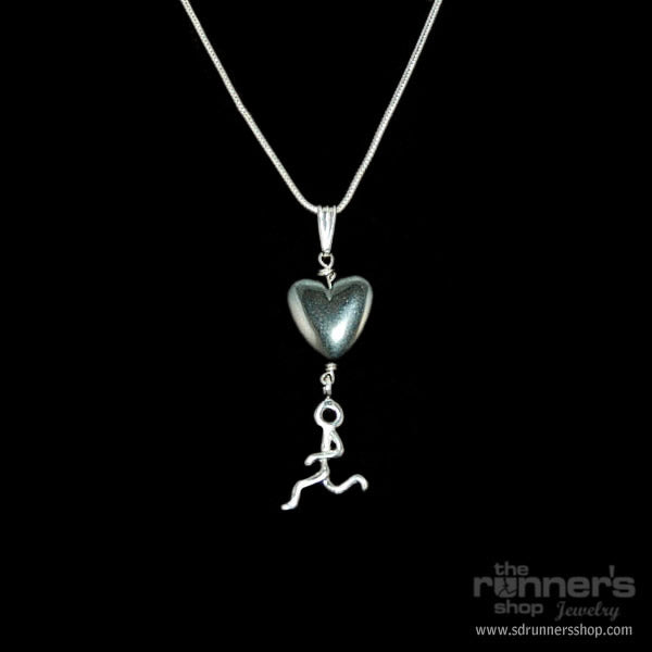 Silver "Hermes" Runner w/Hematite Heart Necklace image 0