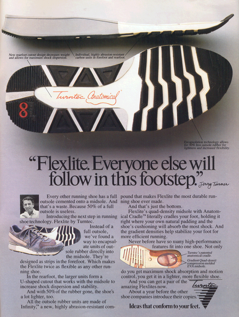 Retro Ad – June 1986 – Turntec Flexlite | The Runner's Shop